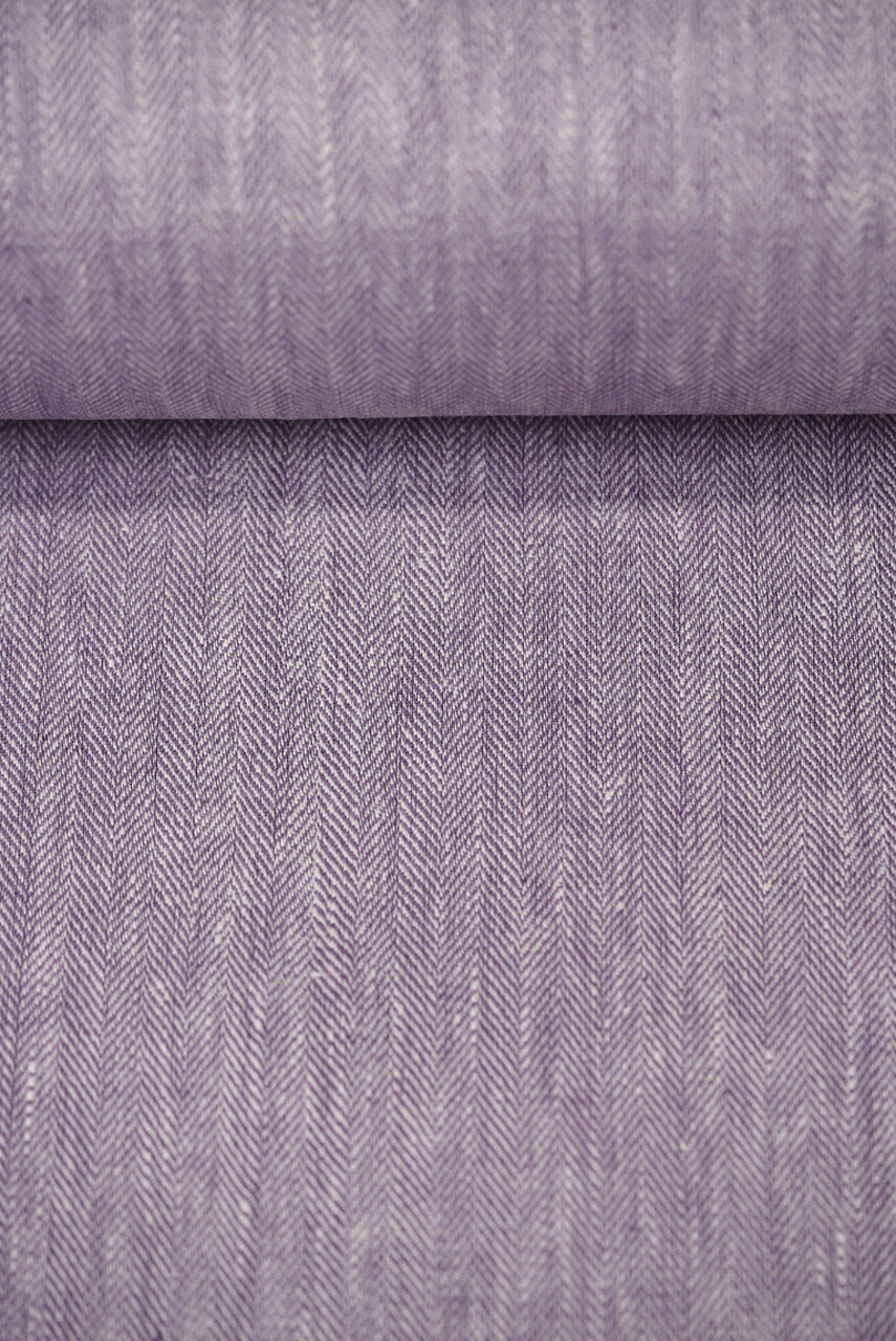 1 Yard Lilac Linen Novelty Herringbone Yarn Dyed Fabric Midweight 54 Inch Width